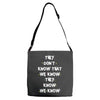 THEY DONT KNOW THAT WE KNOW THEY KNOW WE KNOW Adjustable Strap Totes