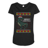 ugly dinosaur merry christmas Maternity Scoop Neck T-shirt