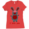 i love you bunny hare rabbit cupid couple kiss fun Ladies Fitted T-Shirt