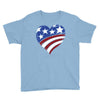 disstressed america flag heart Youth Tee
