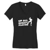 up all night playing battle gaming Women's V-Neck T-Shirt