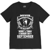Never Underestimate Old Man Who Was Born September V-Neck Tee