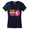 She Wants The D - Dunkin Donuts Women's V-Neck T-Shirt