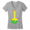 rasta bong water pipe slide insert stem filtered Women's V-Neck T-Shirt