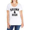 Drunk And High Ladies Curvy T-Shirt
