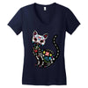 loco coco skul cat Women's V-Neck T-Shirt