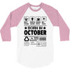 Born In October 3/4 Sleeve Shirt