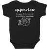 Appreciate Baby Bodysuit