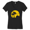 beach silhouette birds sand sunset Women's V-Neck T-Shirt