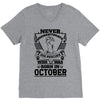 Never Underestimate Dog Rescuer Who Was Born October V-Neck Tee