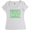 merry christmas ya filthy animal Women's Triblend Scoop T-shirt