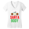 working on my santa body Women's V-Neck T-Shirt