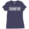 samcro funny retro biker gang sons fancy dress anarchy vintage Ladies Fitted T-Shirt