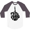 middle finger skeleton bone skull grafitti art 3/4 Sleeve Shirt