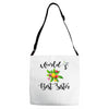 world's best sister with flowers Adjustable Strap Totes