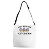 will run for ice cream Adjustable Strap Totes