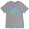 beach surfer silhouette birds sand waves palm V-Neck Tee
