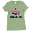 i mustache you a question pink mustache Ladies Fitted T-Shirt