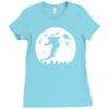 skiier moon moonlight silhouett Ladies Fitted T-Shirt