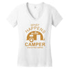 what happens in camper stays in camper vintage style camp funny Women's V-Neck T-Shirt