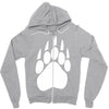 large bear paw print crew neck long sleeve Zipper Hoodie