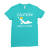 caution men at work Ladies Fitted T-Shirt