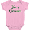 merry christmas green glitter Baby Bodysuit