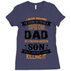 Super Cool Dad Of A Freaking Awesome Son Ladies Fitted T-Shirt
