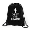 obey the beard funny Drawstring Bags